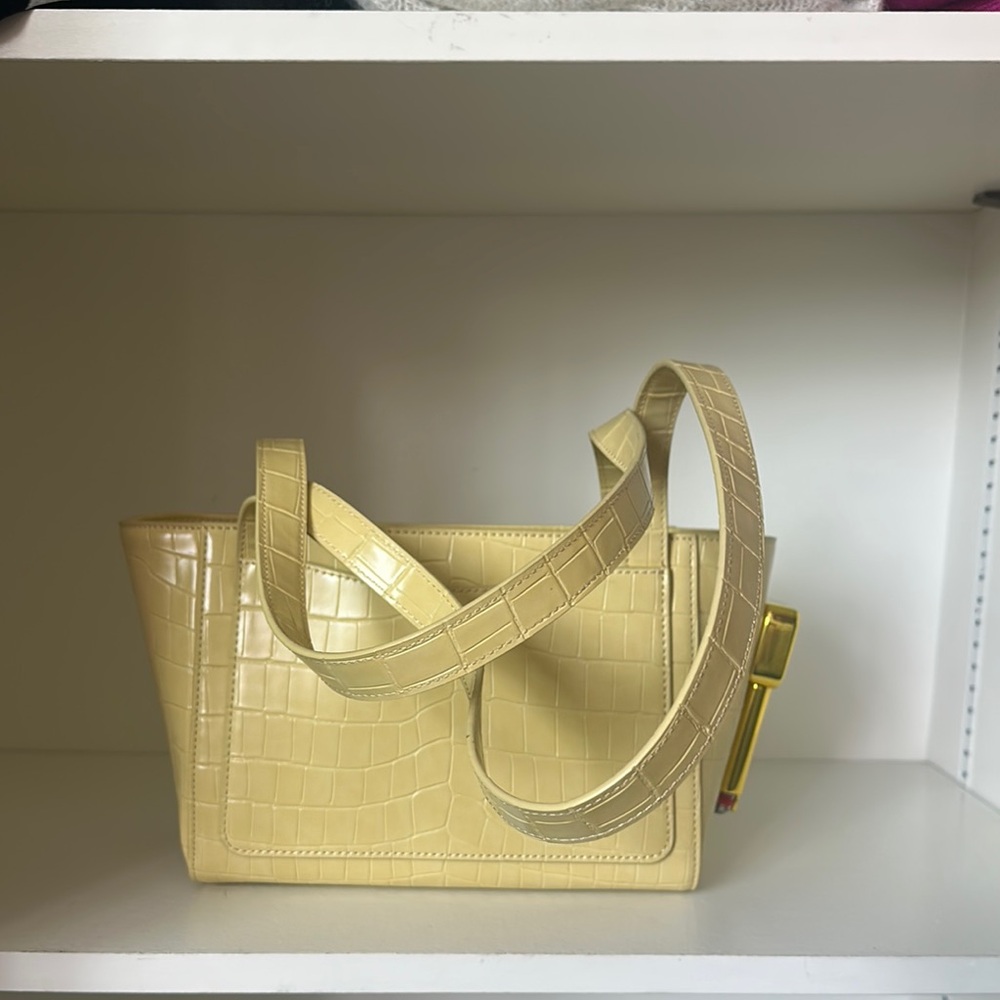 Edie Parker Yellow Croc-Embossed Burn Bag